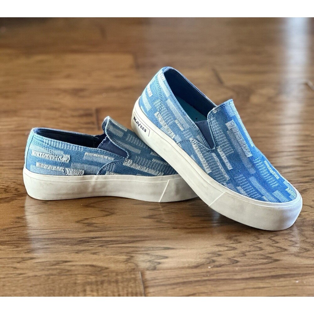 Women’s SeaVees Baja Platform Embroidery Cotton Casual Slip On Shoes Size 9.5
